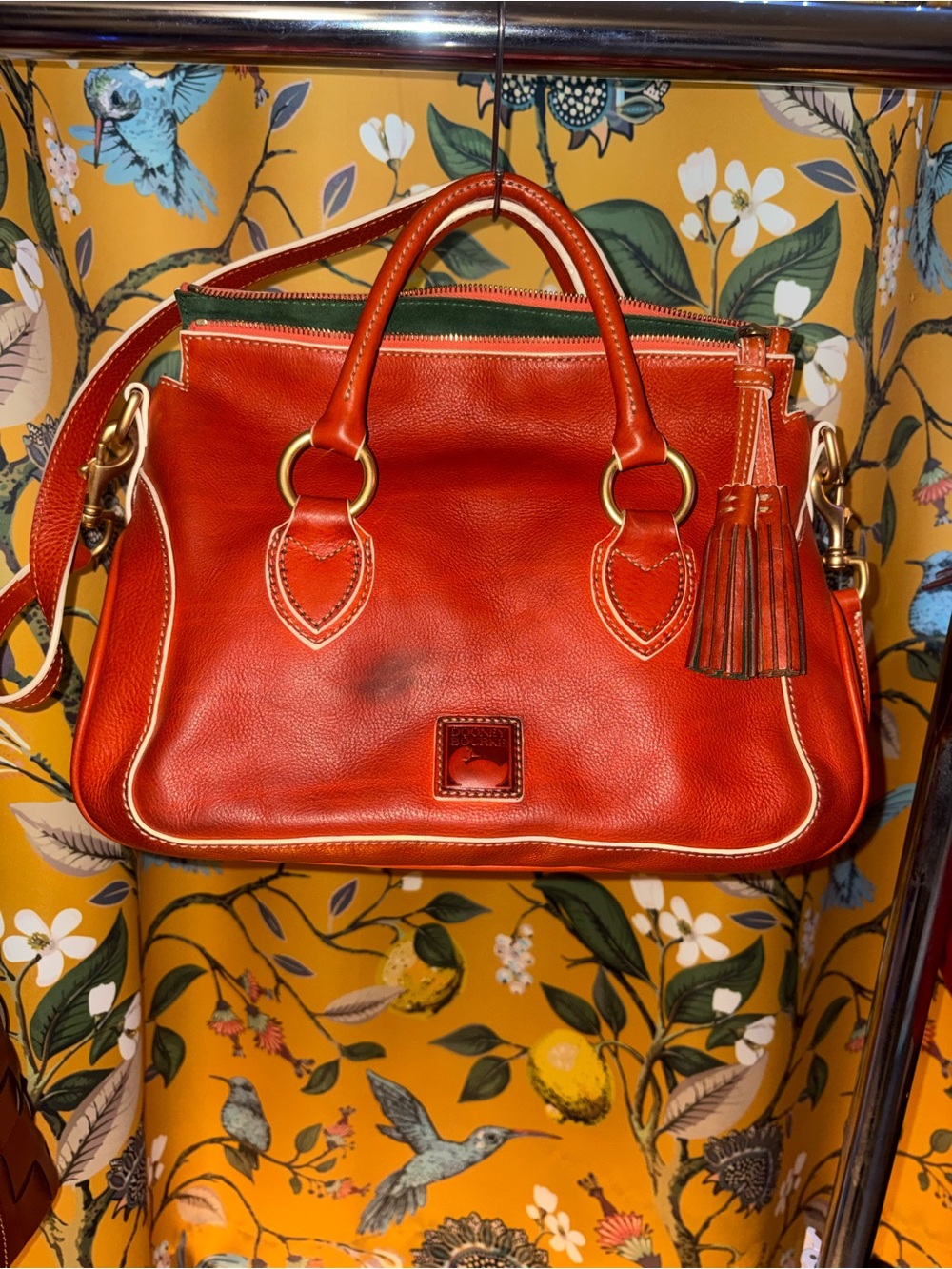 Dooney & Bourke Florentine Leather Medium Edge Satchel Orange